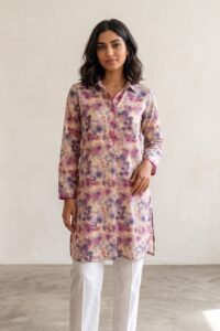 Beige Floral Kurta