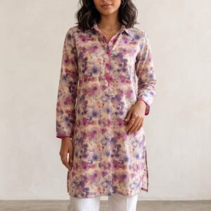 Beige Floral Kurta